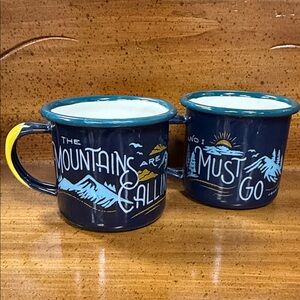 United by Blue  “The Mountains Are Calling'”Enamelware   - Set of 2